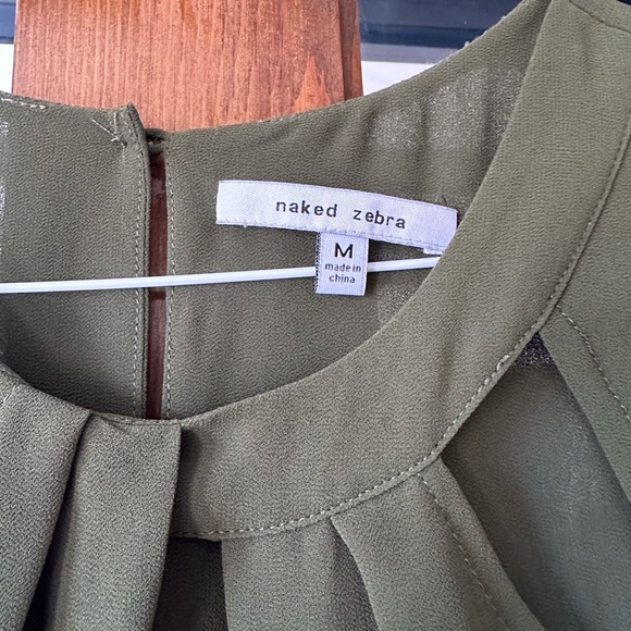 Olive green dress with collar cut outs - Picture 5 of 7